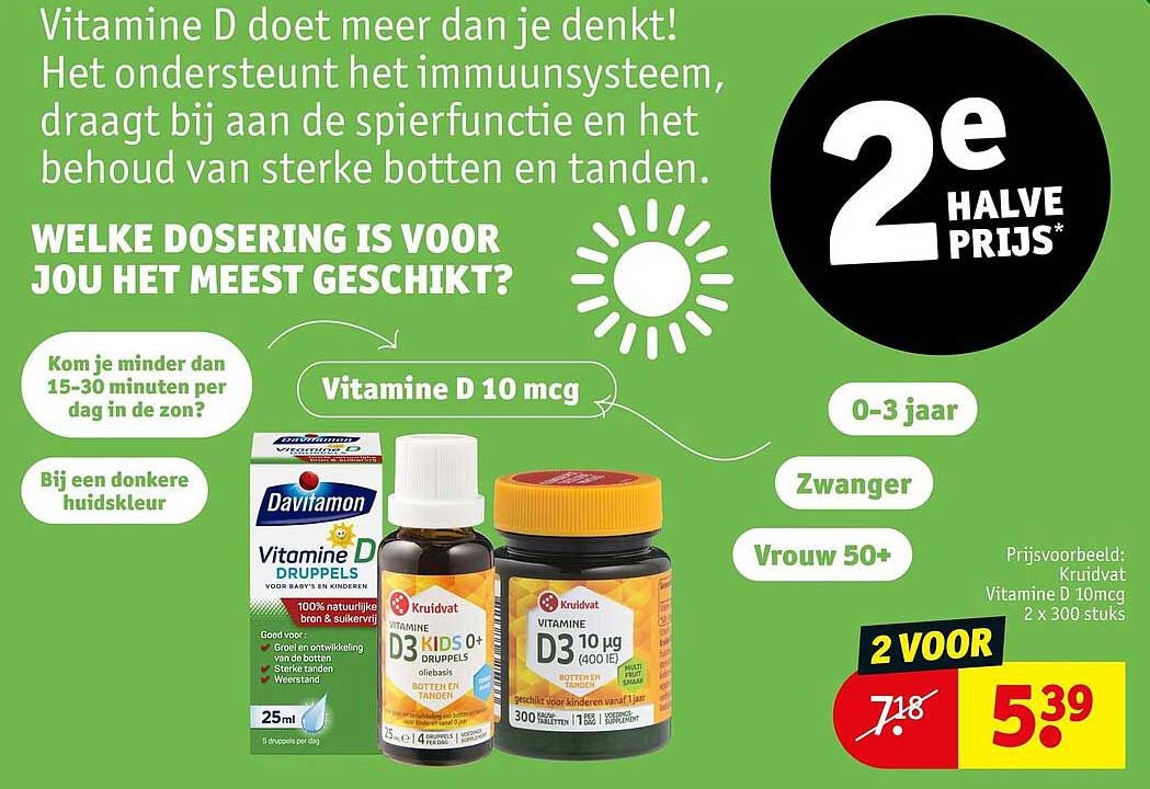Vitamine D 10 mcg 2 voor 5.39 2e halve prijs