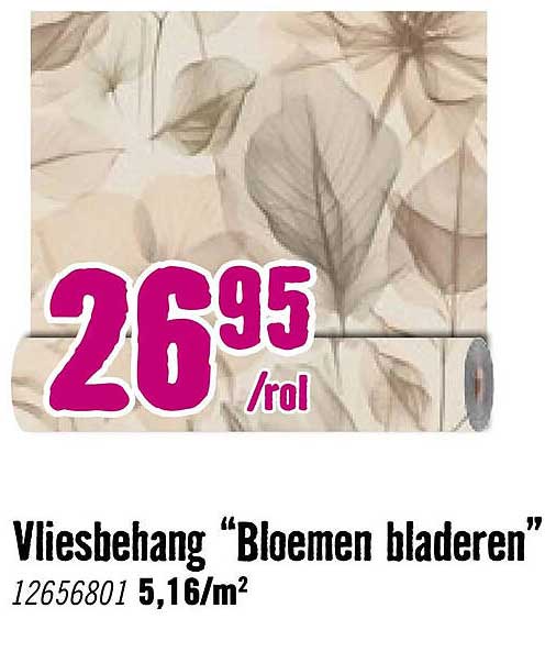 Vliesbehang “Bloemen bladeren”