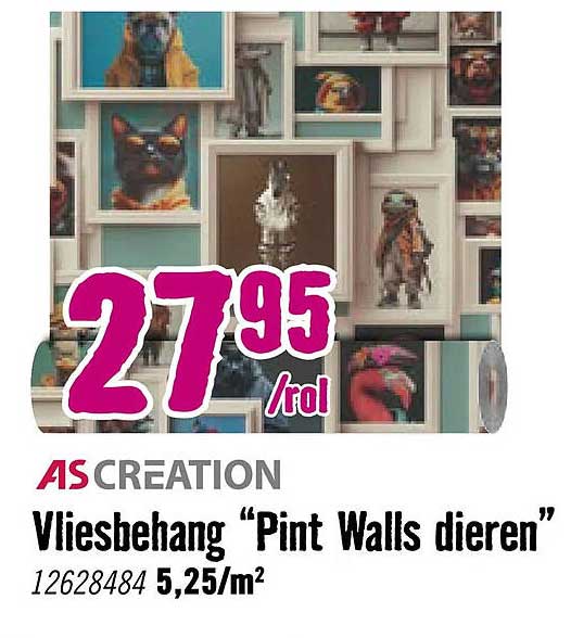Vliesbehang "Pint Walls dieren"