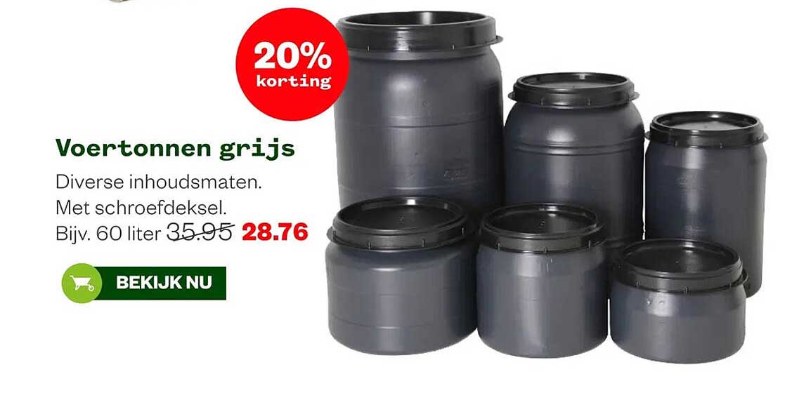 Voertonnen grijs 20% korting