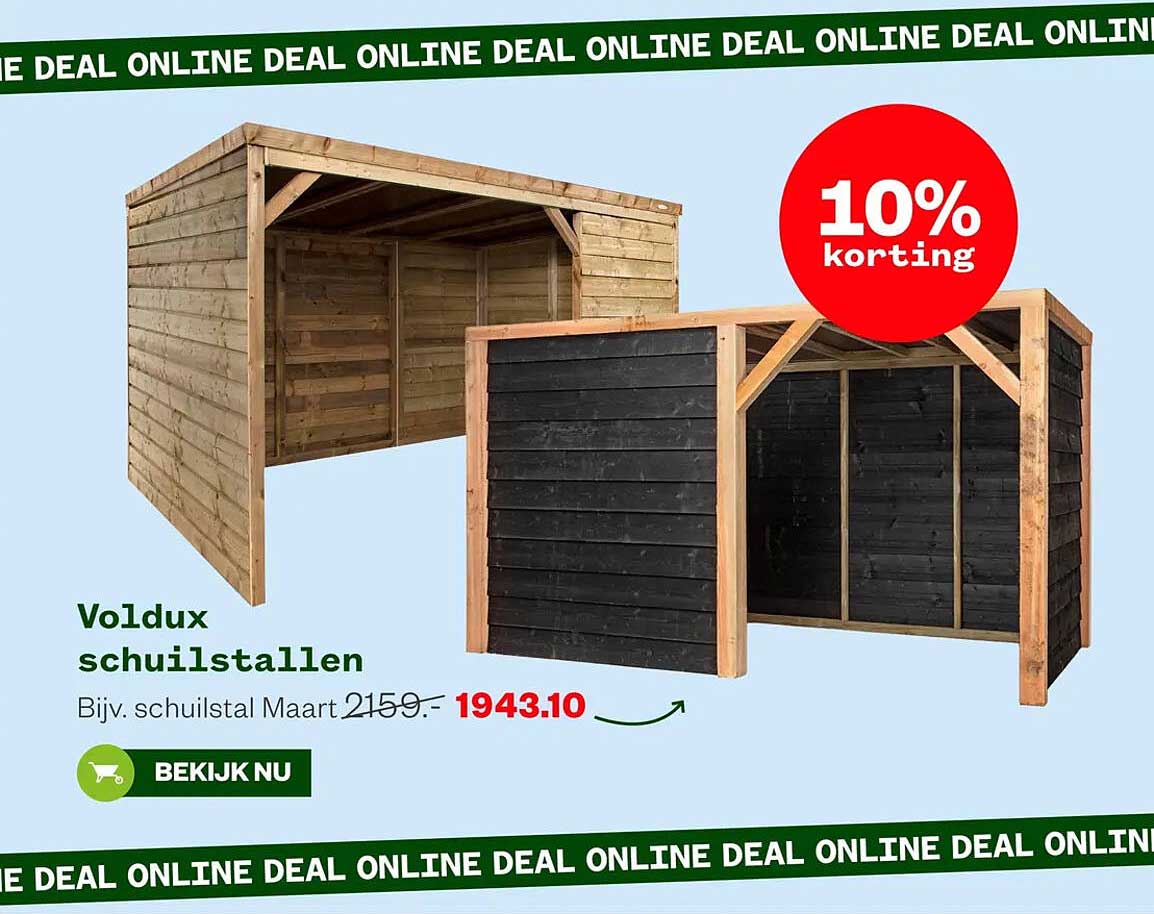 Voldux schuilstallen 10% korting