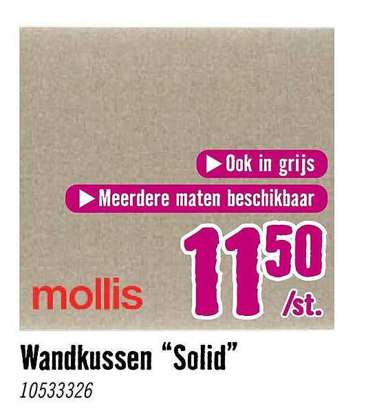 Wandkussen “Solid” Ook in grijs Meerdere maten beschikbaar