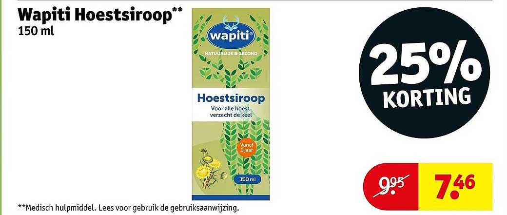 Wapiti Hoestsiroop** 150 ml 25% KORTING