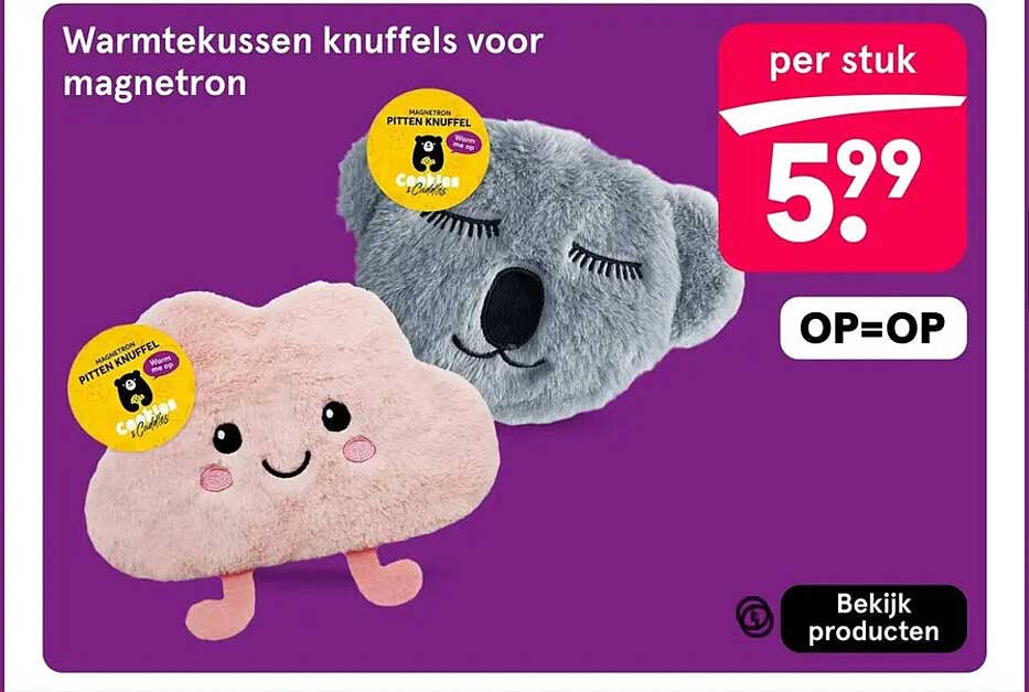 Warmtekussen knuffels voor magnetron