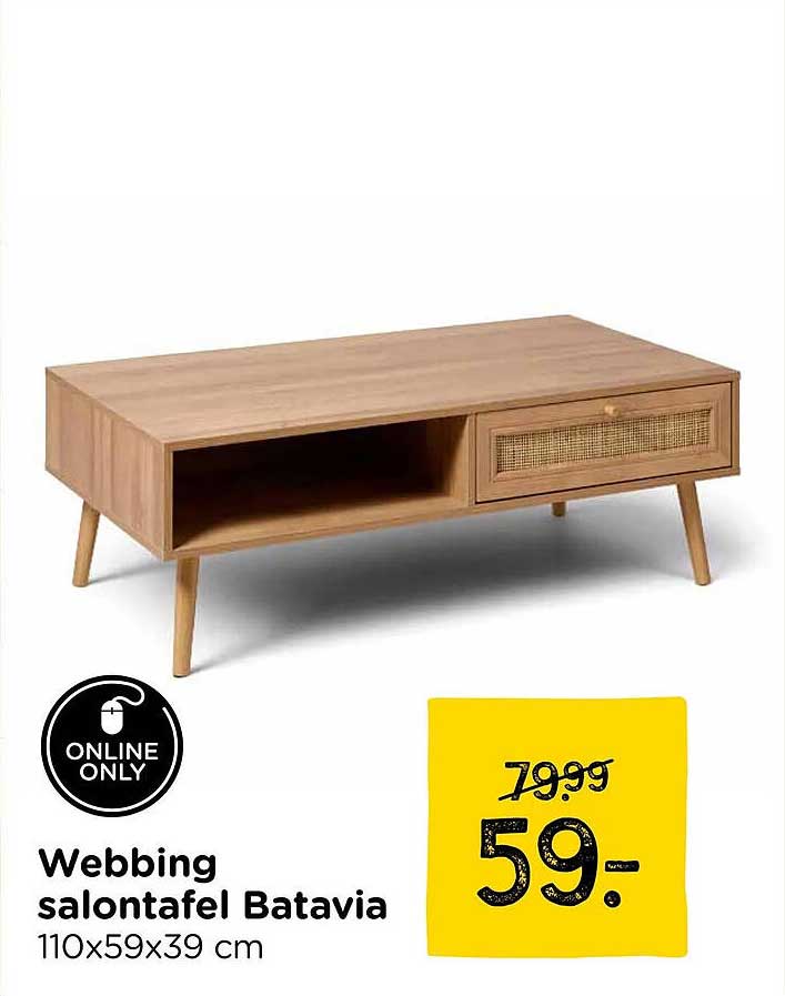 Webbing salontafel Batavia 110x59x39 cm