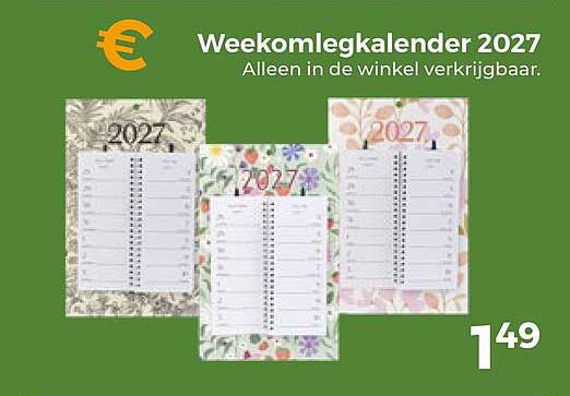 Weekomlegkalender 2027 Alleen in de winkel verkrijgbaar.