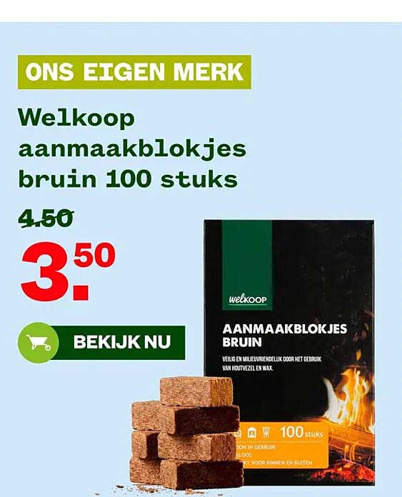 Welkoop aanmaakblokjes bruin 100 stuks