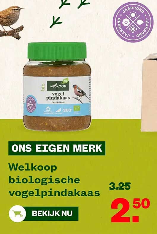 Welkoop biologische vogelpindakaas
