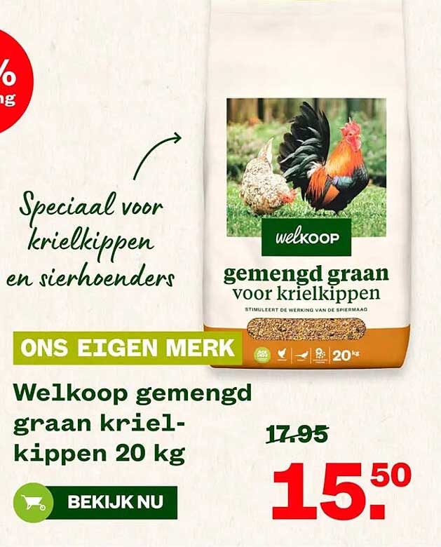 Welkoop gemengd graan krielkippen 20 kg