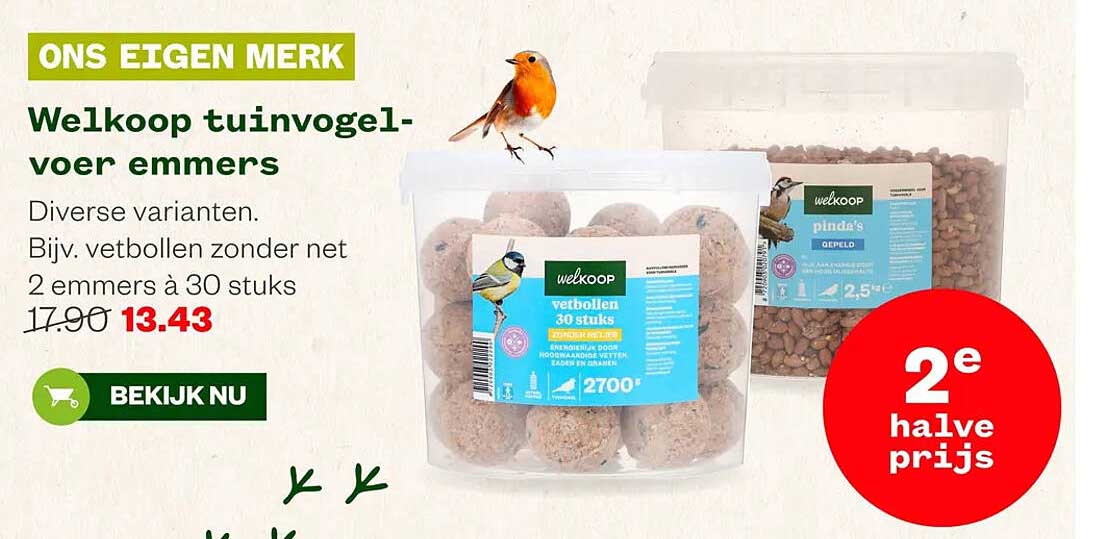 Welkoop tuinvogel-voer emmers 2e halve prijs
