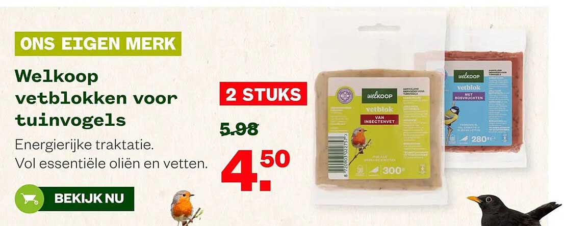 Welkoop vetblokken voor tuinvogels 2 STUKS