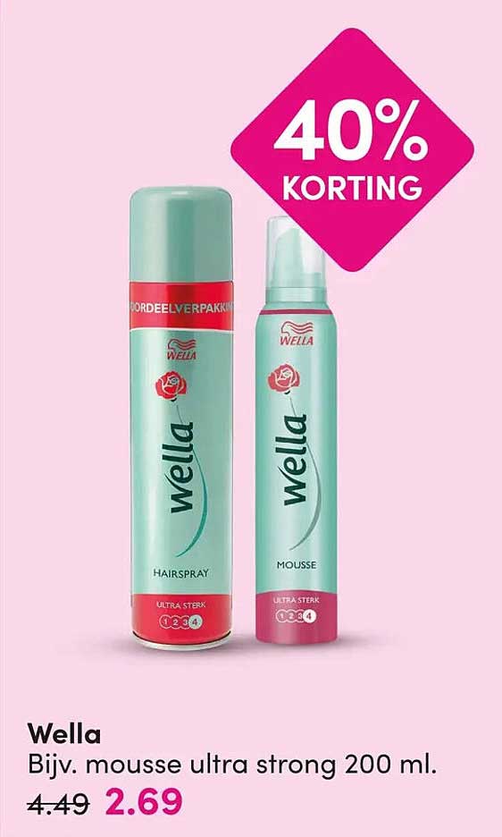 Wella Bijv. mousse ultra strong 200 ml. 40% KORTING