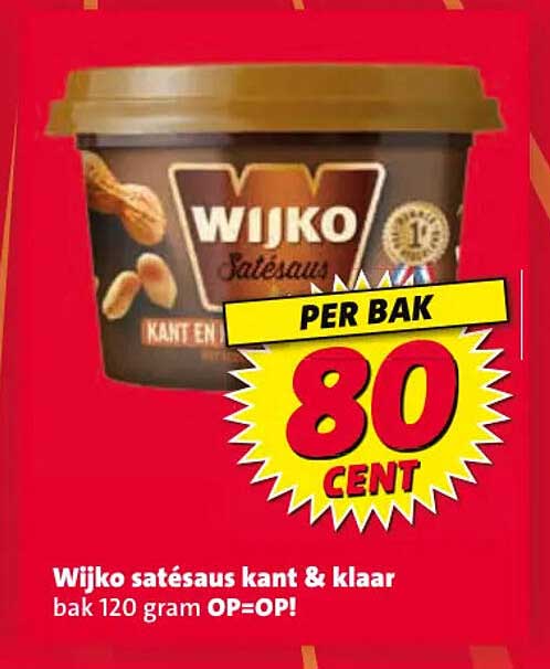 Wijko satésaus kant & klaar bak 120 gram OP=OP!