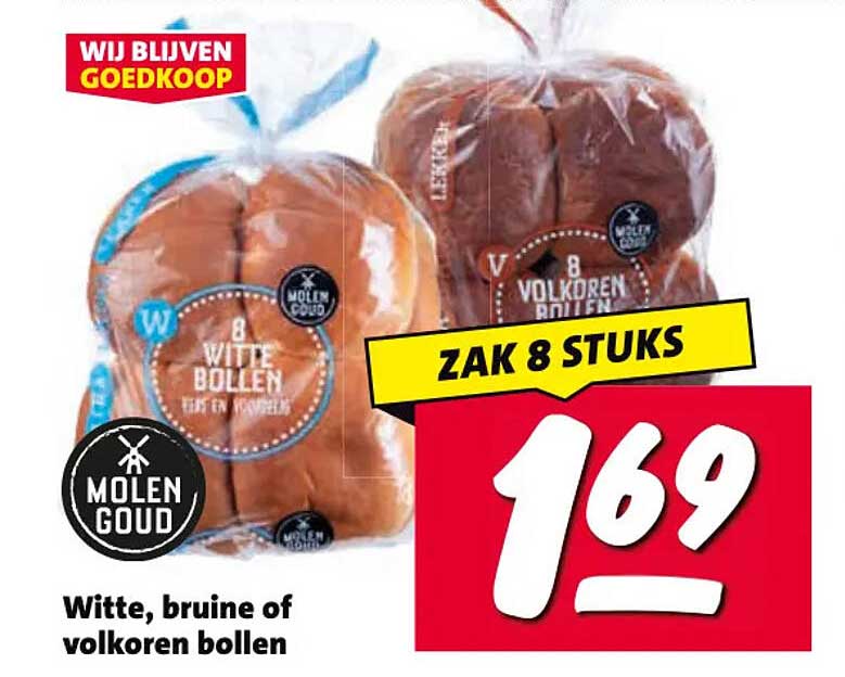 Witte, bruine of volkoren bollen ZAK 8 STUKS