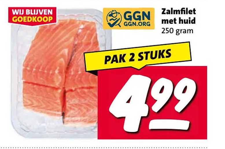 Zalmfilet met huid 250 gram PAK 2 STUKS