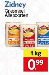 Zidney Griesmeel Alle soorten