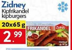 Zidney Kipfrikandel kipburgers 20x65 g