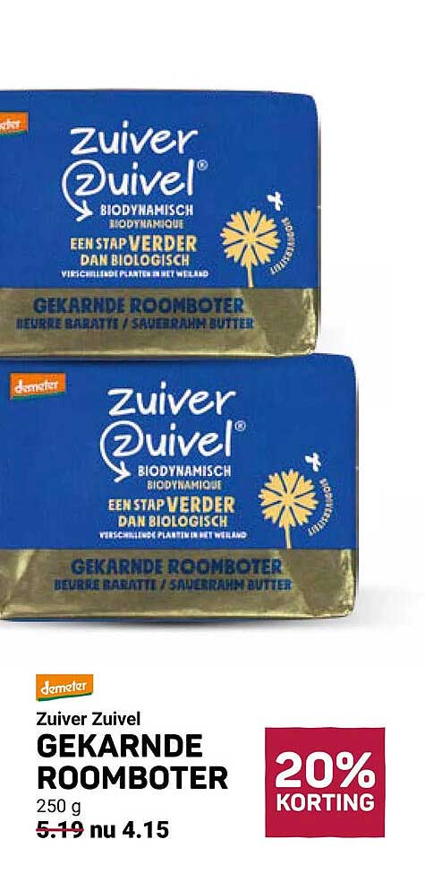 Zuiver Zuivel Gekarnde roomboter 20% korting