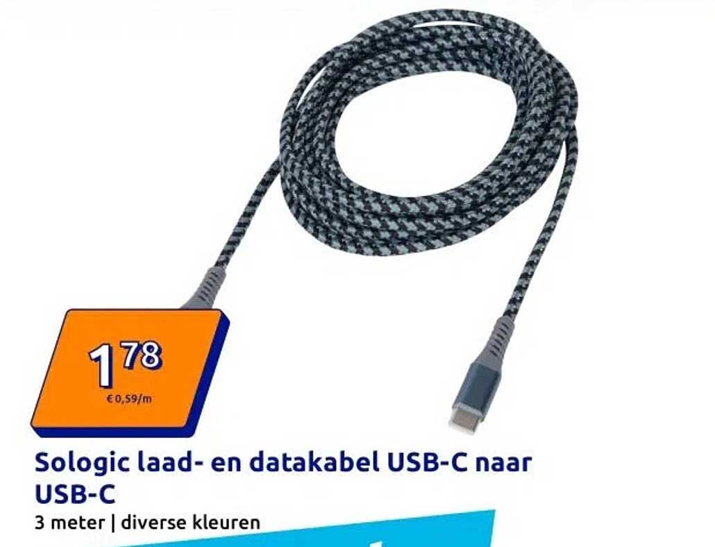 Sologic laad- en datakabel USB-C naar USB-C