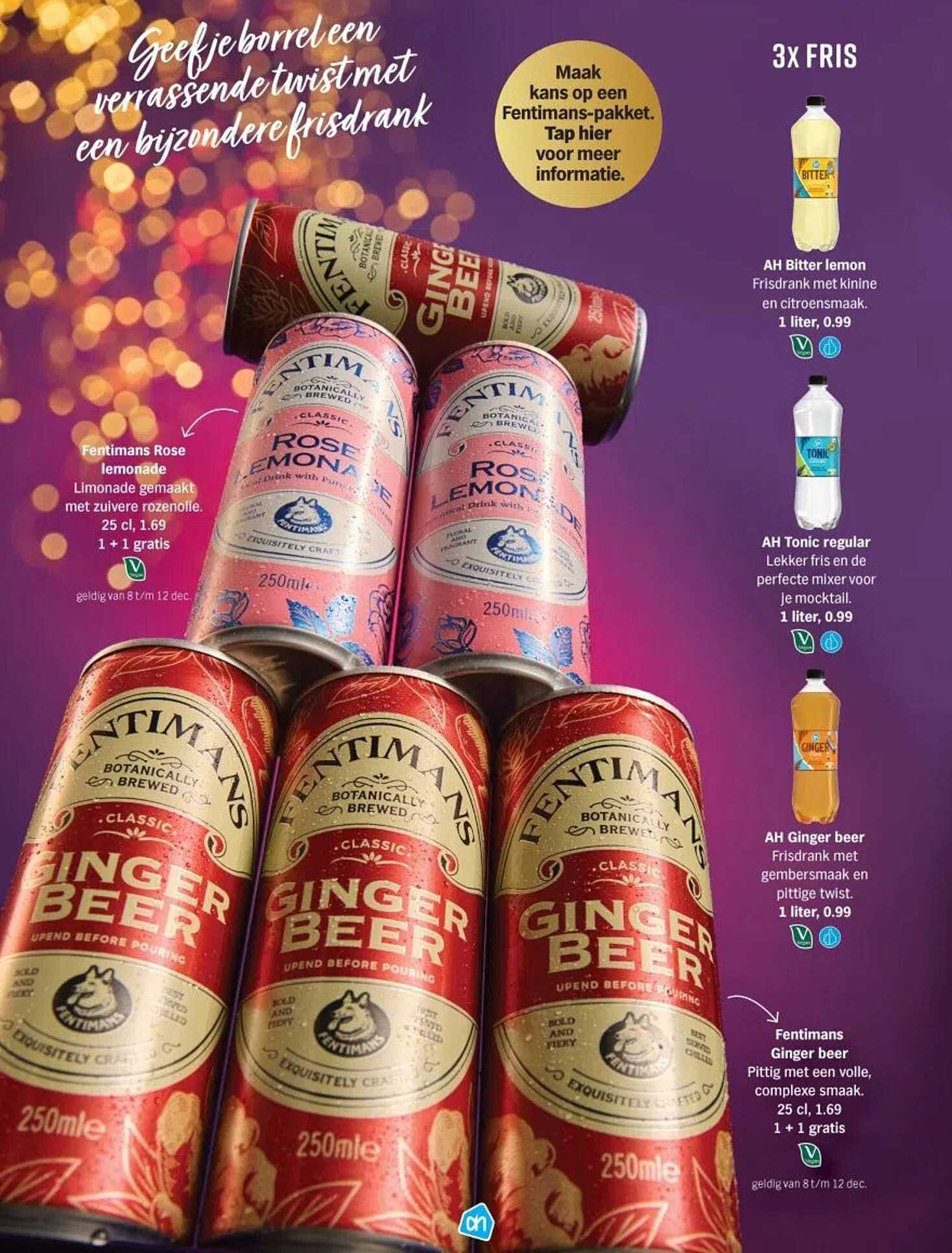 Fentimans Rose Lemonade En Ginger Beer Aanbieding bij Albert Heijn ...