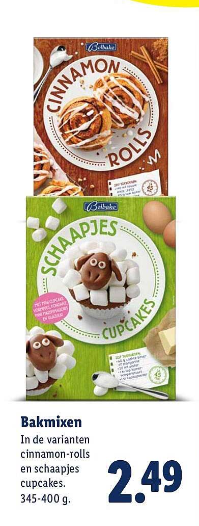Bakmixen In de varianten cinnamon-rolls en schaapjes cupcakes.