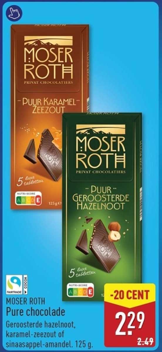 Mosser Roth Moser Roth Pure Chocolade Aanbieding bij ALDI - FolderFeest.nl