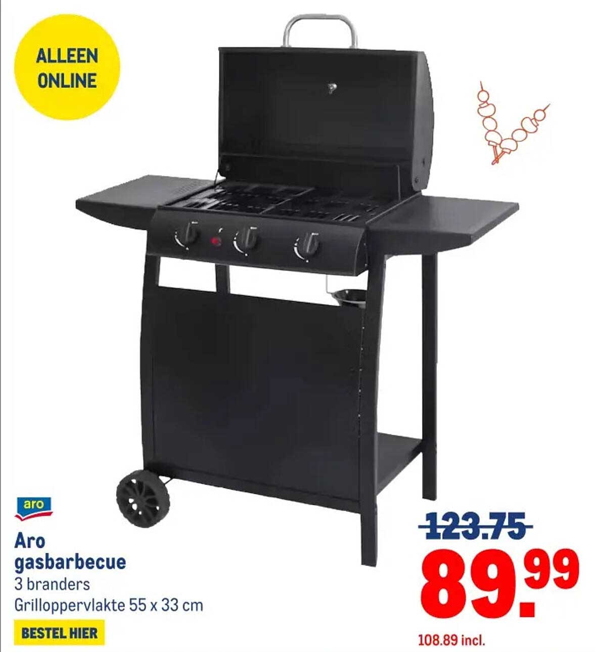 Aro gasbarbecue 3 branders