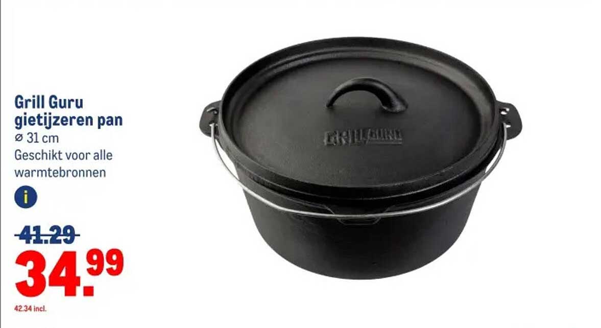 Grill Guru gietijzeren pan Ø 31 cm