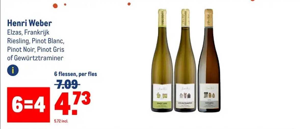 Henri Weber Elzas, Frankrijk - 6 flessen, per fles 4.73