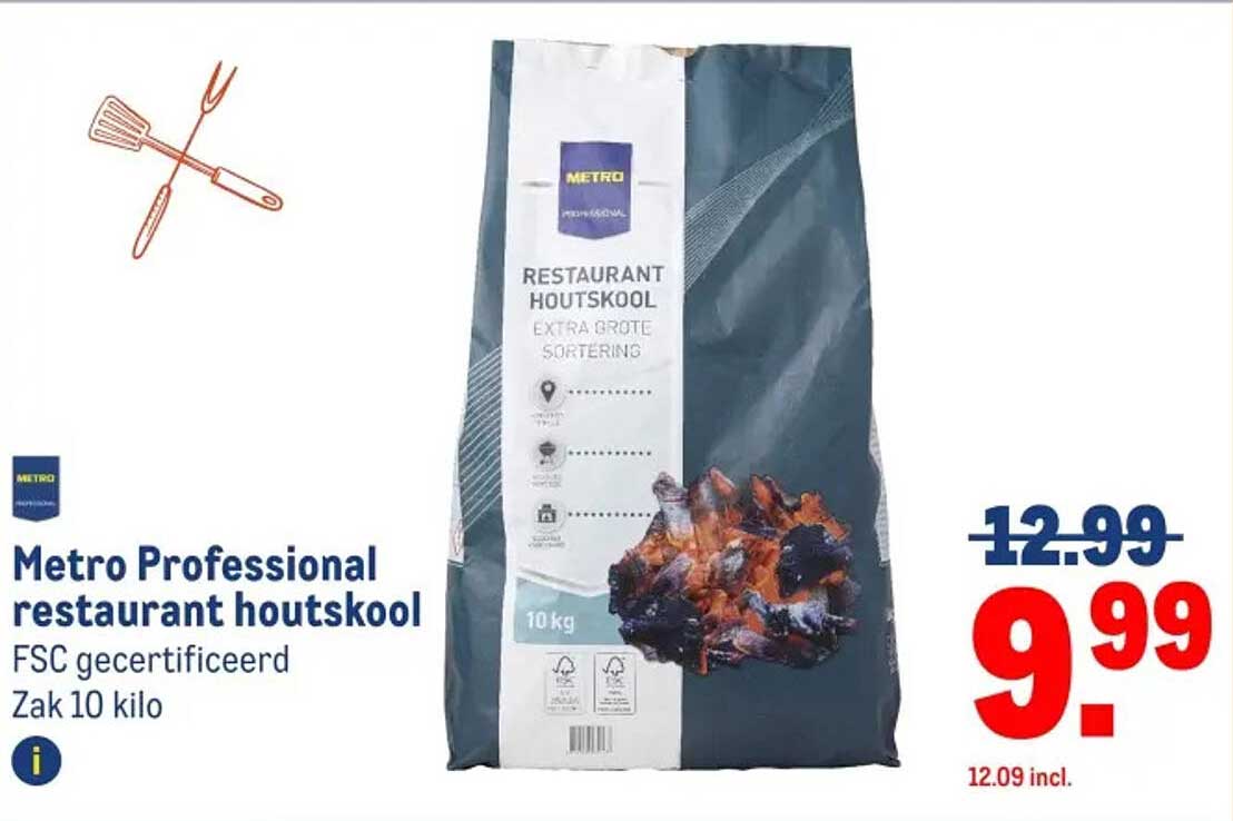 Metro Professional restaurant houtskoel Zak 10 kilo