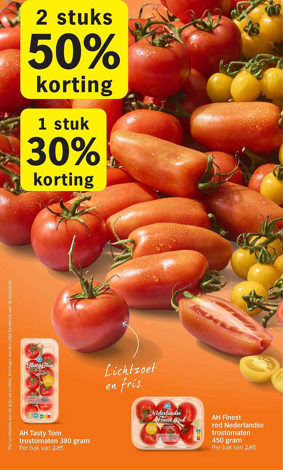 2 stuks 50% korting, 1 stuk 30% korting