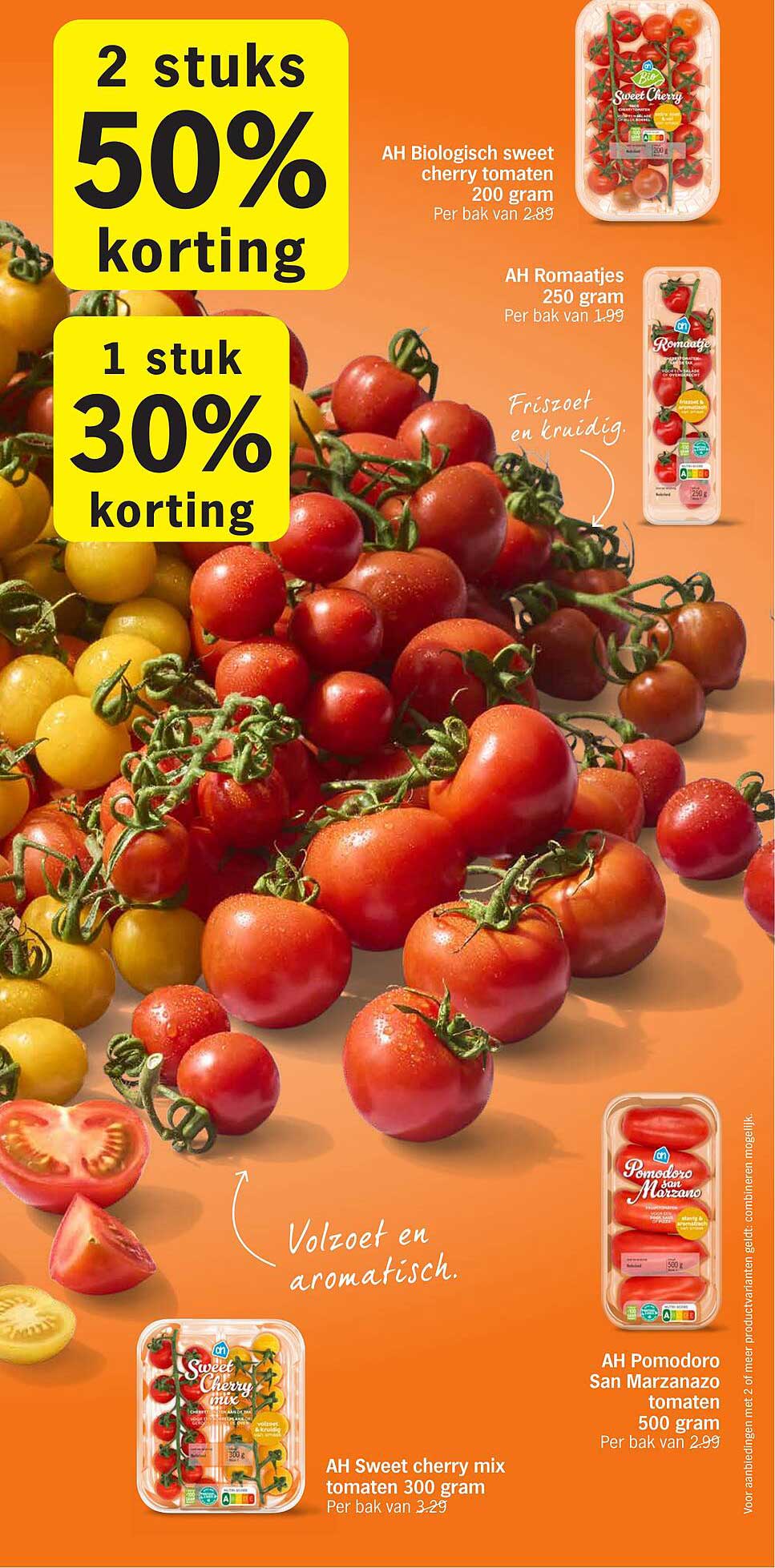 AH Biologisch sweet cherry tomaten 200 gram - 50% korting bij 2 stuks, 30% korting bij 1 stuk