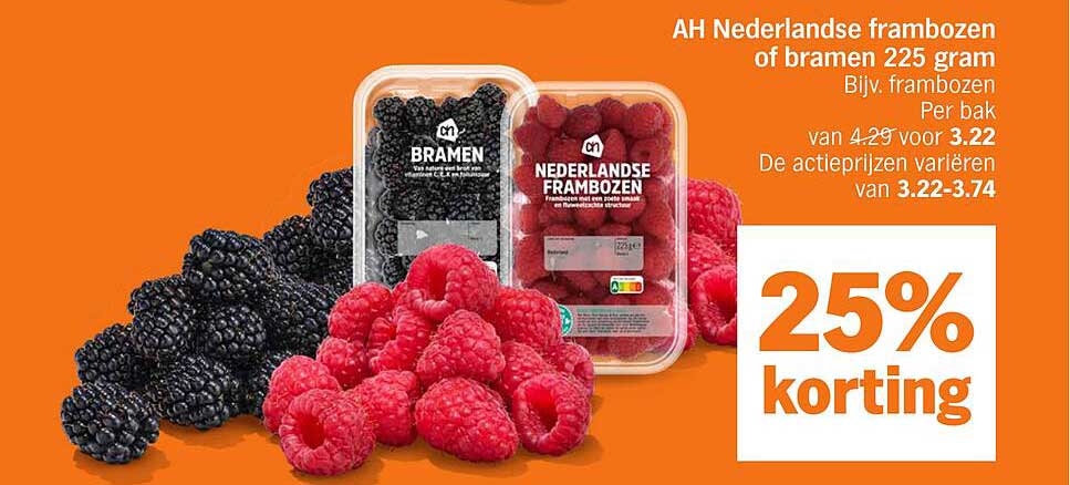 AH Nederlandse frambozen of bramen 225 gram