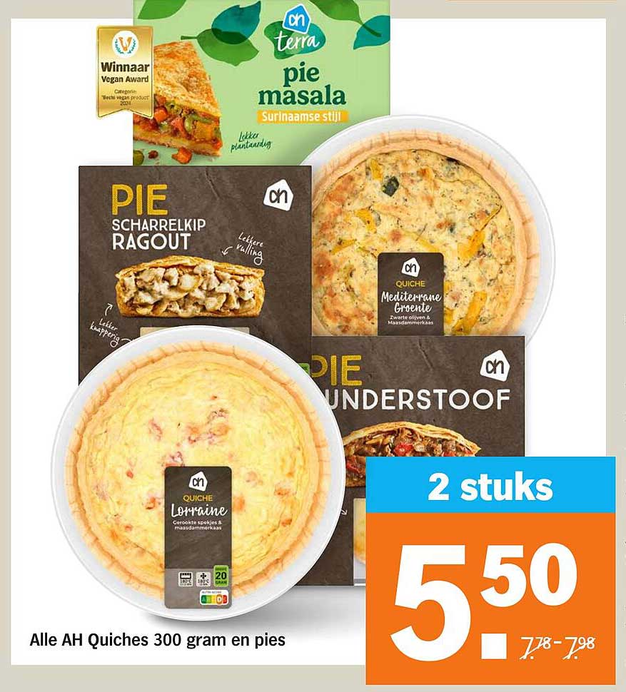 Alle AH Quiches 300 gram en pies