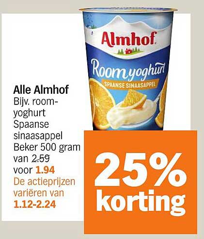 Alle Almhof Bijv. room-yoghurt Spaanse sinaasappel Beker 500 gram