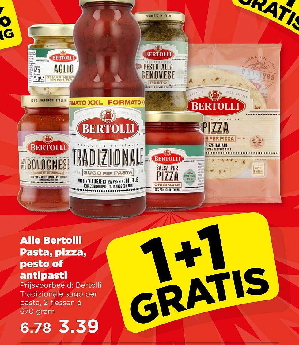 Alle Bertolli Pasta, pizza, pesto of antipasti