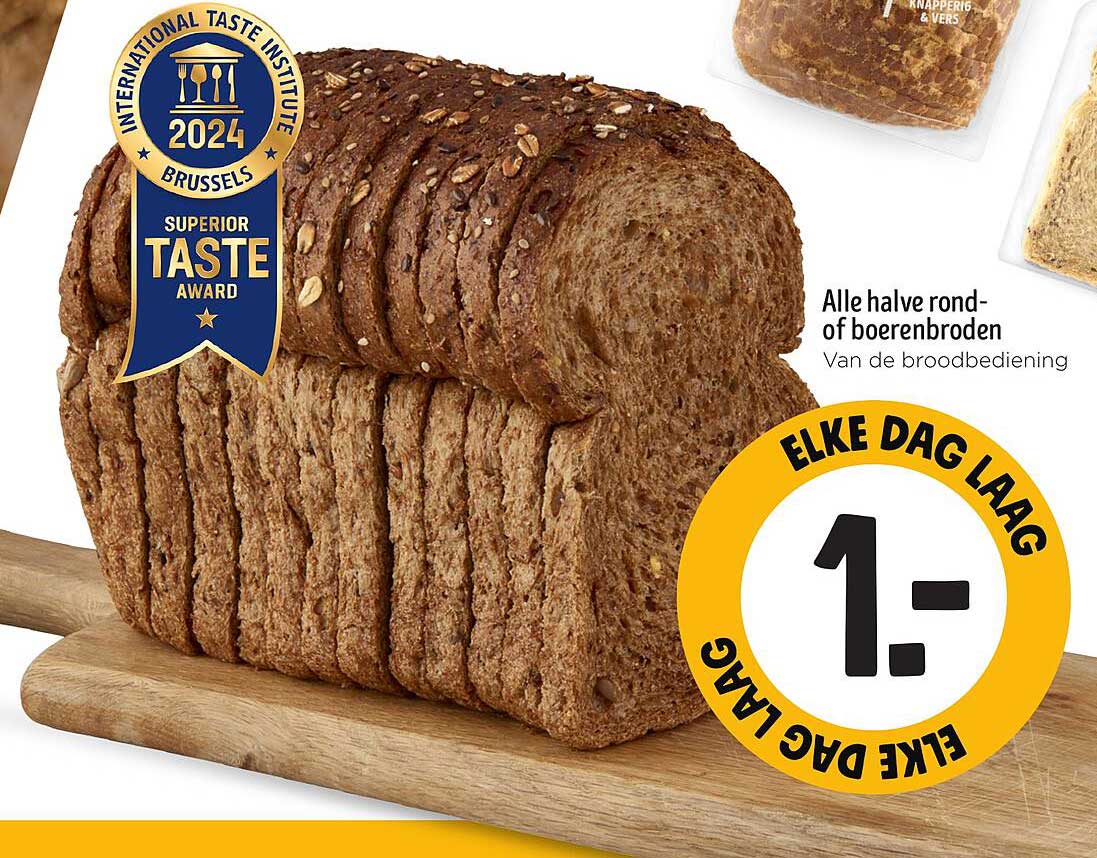 Alle halve rond- of boerenbroden van de broodbediening