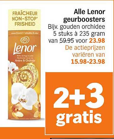 Alle Lenor geurboosters Bijv. gouden orchidee 5 stuks à 235 gram van 59.95 voor 23.98