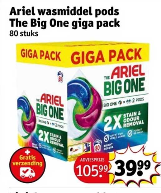 Ariel wasmiddel pods The Big One giga pack 80 stuks