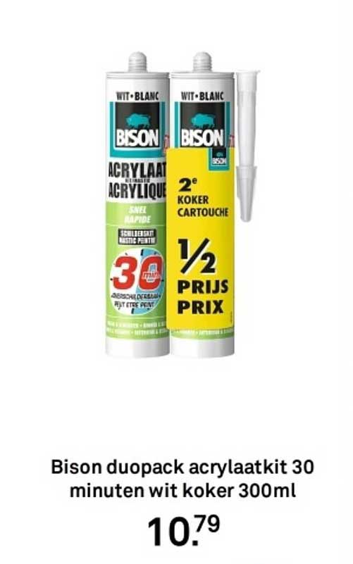 Bison duopack acrylaatkit 30 minuten wit koker 300ml