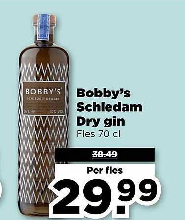 Bobby's Schiedam Dry gin Fles 70 cl
