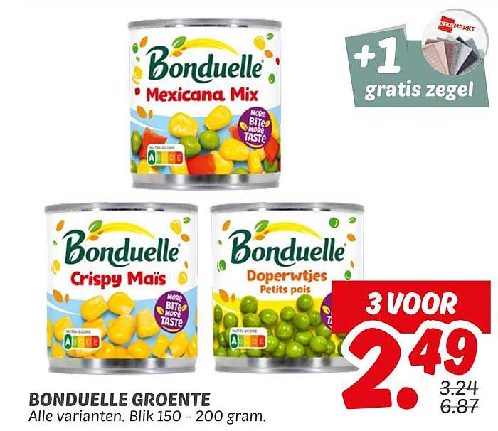 BONDUELLE GROENTE Alle varianten. Blik 150 - 200 gram.