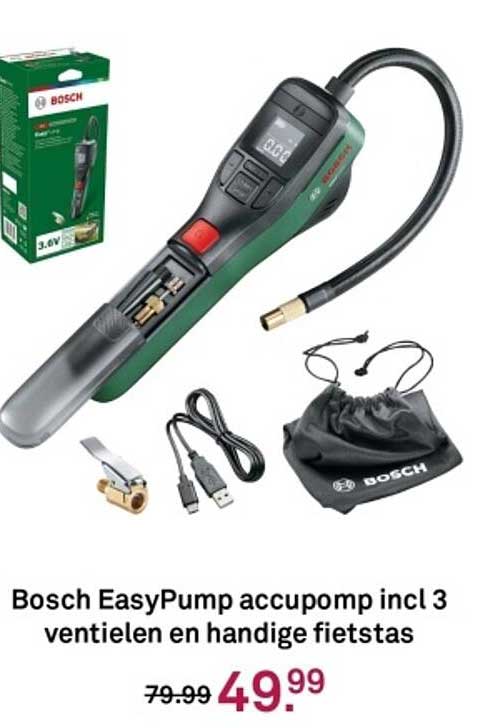 Bosch EasyPump accupomp incl 3 ventielen en handige fietstas