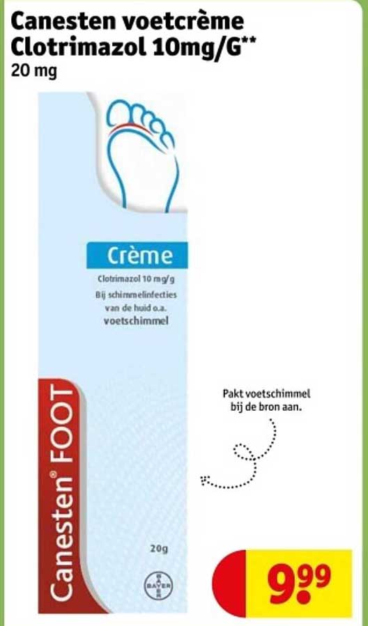 Canesten voetcrème Clotrimazol 10mg/G** 20 mg