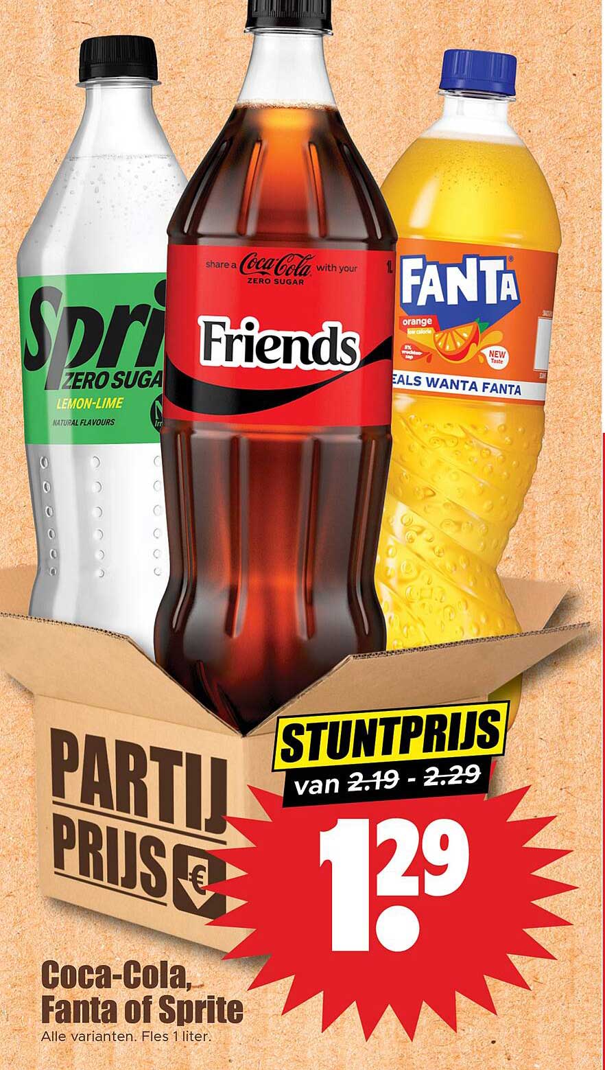 Coca-Cola, Fanta of Sprite - Alle varianten, Fles 1 liter