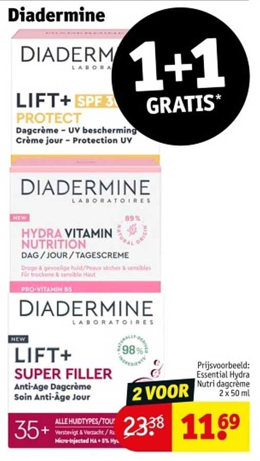 Diadermine Lift+ SPF 30 Protect, Hydra Vitamin Nutrition, Lift+ Super Filler