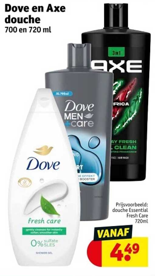 Dove en Axe douche 700 en 720 ml