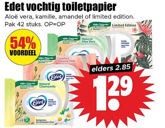 Edet vochtig toiletpapier