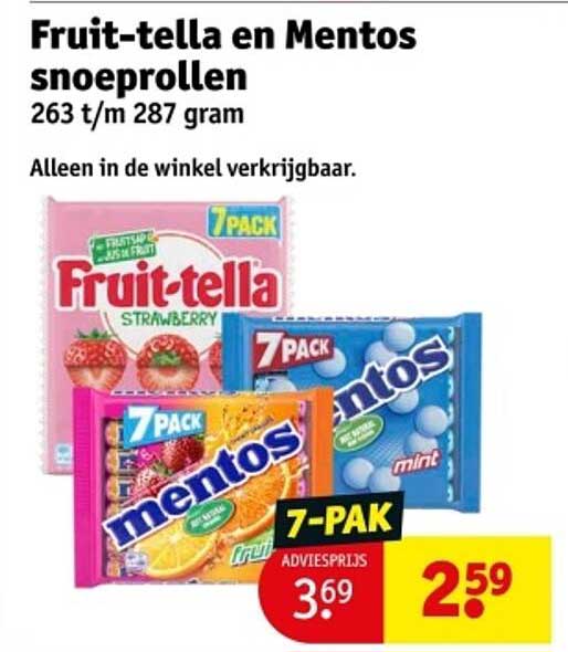Fruit-tella en Mentos snoeprollen