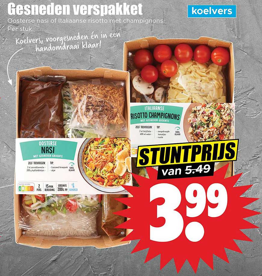Gesneden verspakket - Oosterse nasi of Italiaanse risotto met champignons